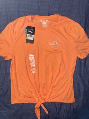 Salt Life Coral-Orange Front Tie Tee